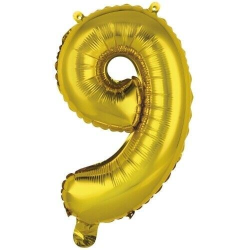 Number 9 Foil Balloons-Gold